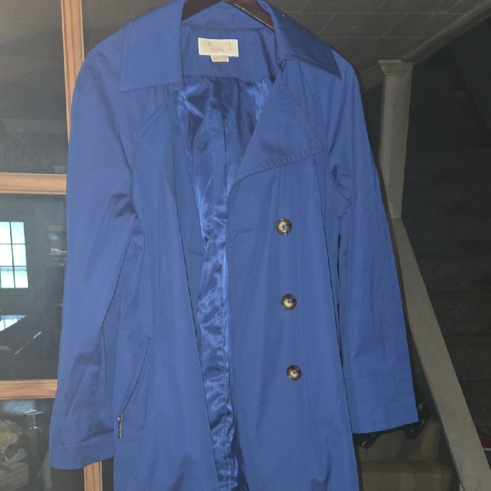 Michael Kors Blue Trench Coat Elegant Design